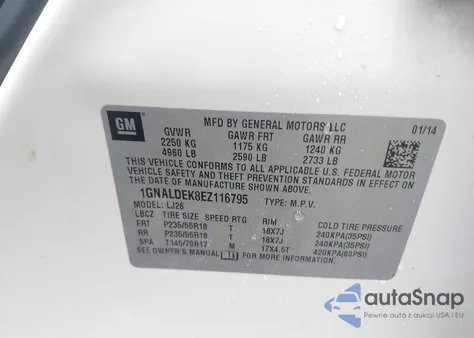 2014 Chevrolet Equinox Ltz z USA, uszkodzony, nr VIN 1GNALDEK8EZ116795